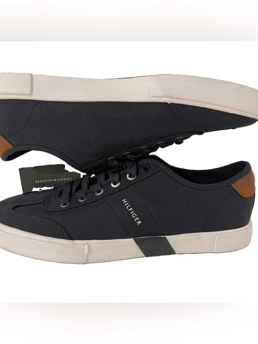 Tommy Hilfiger Pandora Navy Canvas Lace Up Sneakers Memory Foam Men size 10